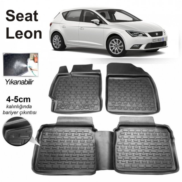 3D KAUÇUK PASPAS SEAT LEON 2013 SONRASI UYUMLU SİYAH