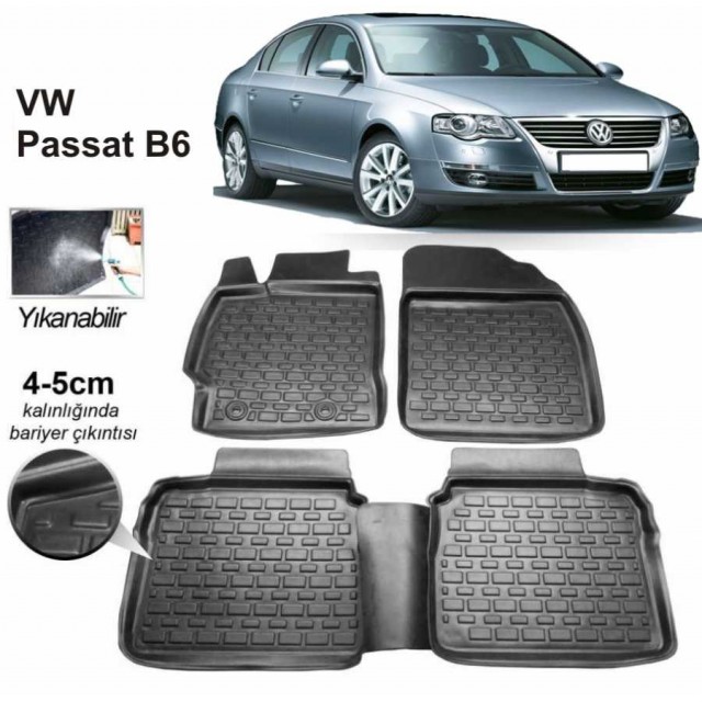 3D KAUÇUK PASPAS PASSAT B6-B7 2006-2014 UYUMLU SİYAH