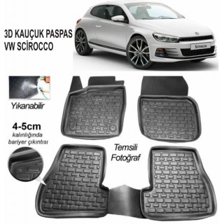 3D KAUÇUK PASPAS VW SCİROCCO UYUMLU SİYAH