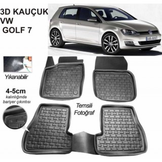 3D KAUÇUK PASPAS VW GOLF 7 UYUMLU SİYAH