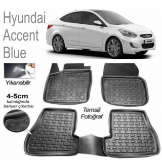 3D KAUÇUK PASPAS HYUNDAİ ACCENT BLUE UYUMLU SİYAH