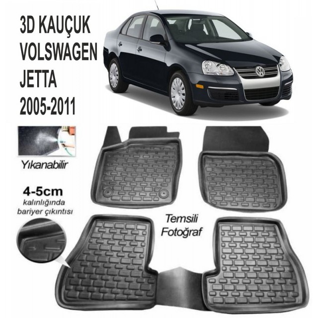 3D KAUÇUK PASPAS JETTA 2005 - 2011 UYUMLU SİYAH
