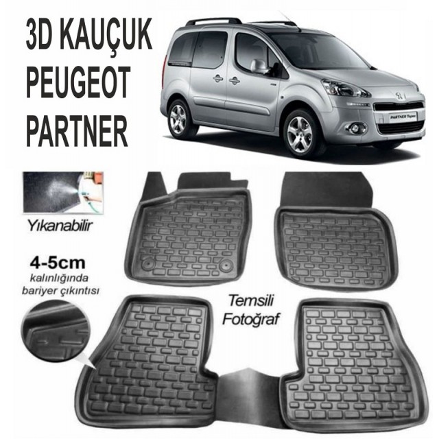 3D KAUÇUK PASPAS PEUGEOT PARTNER TEPE SİYAH