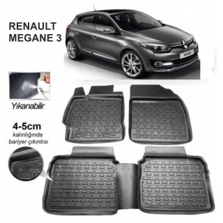 3D KAUÇUK PASPAS RENAULT MEGANE 3 UYUMLU SİYAH