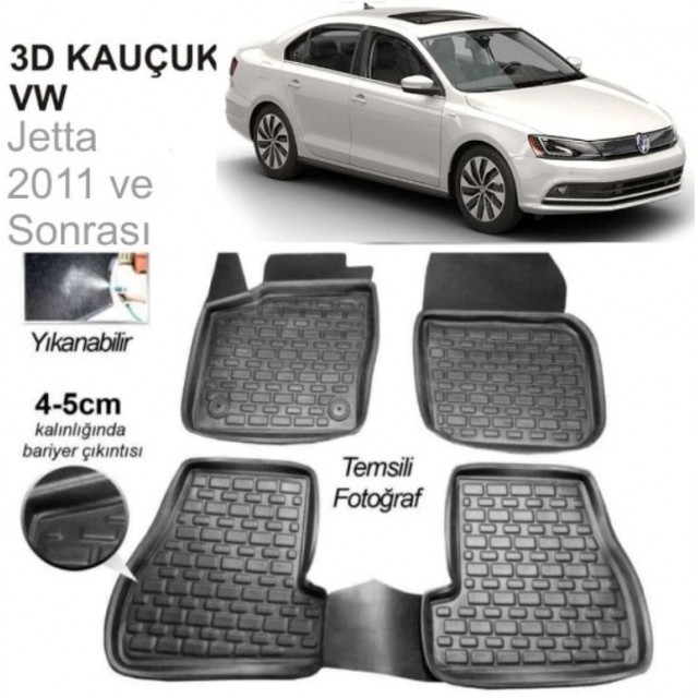 3D KAUÇUK PASPAS JETTA 2011 VE SONRASI UYUMLU SİYAH 