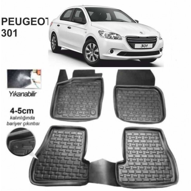 3D KAUÇUK PASPAS PEUGEOT 301 SİYAH
