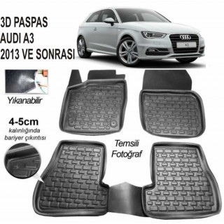 3D KAUÇUK PASPAS AUDI A3 SEDAN 2013 VE SONRASI UYUMLU SİYAH