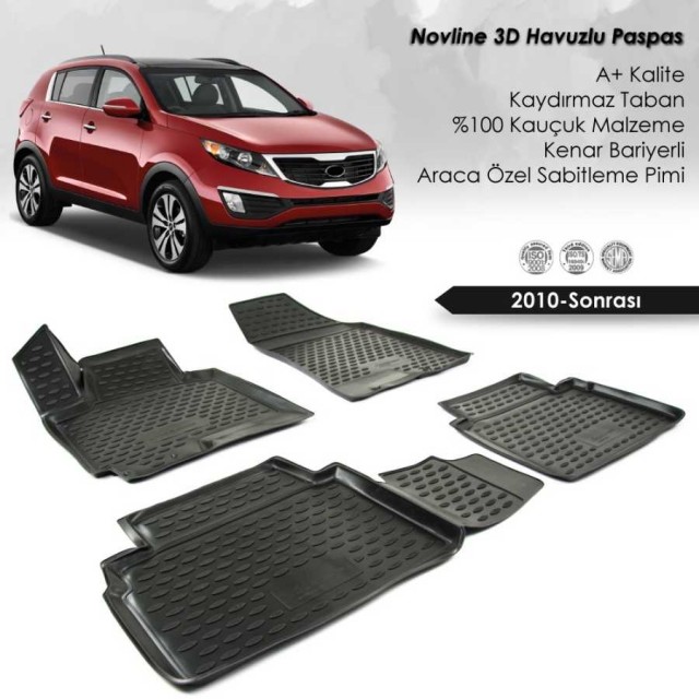3D KAUÇUK PASPAS KİA SPORTAGE 2010-2015 UYUMLU SİYAH